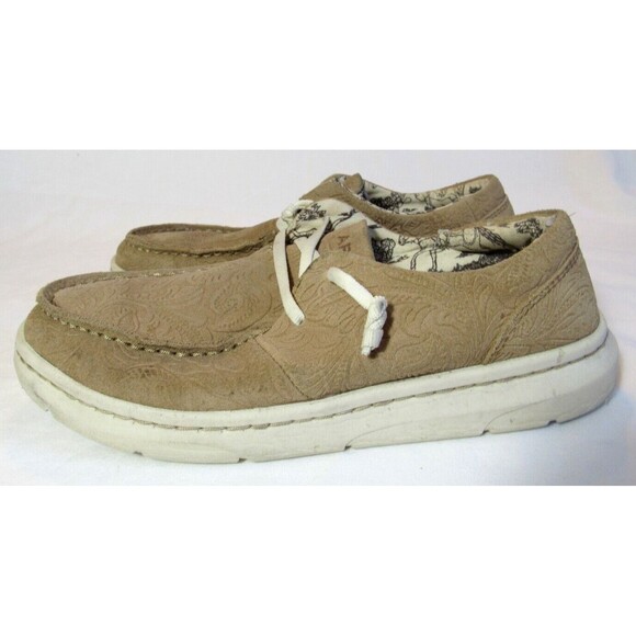 Ariat Brown Hilo Floral Embossed Leather Shoes Size 7B EUC - Picture 1 of 6
